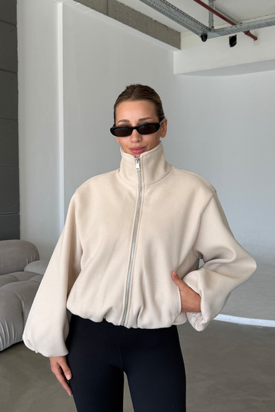 MANMARK معطف نسائي من Zr Model ذو ياقة عالية ومضاد للتكور ومضاد للوبر