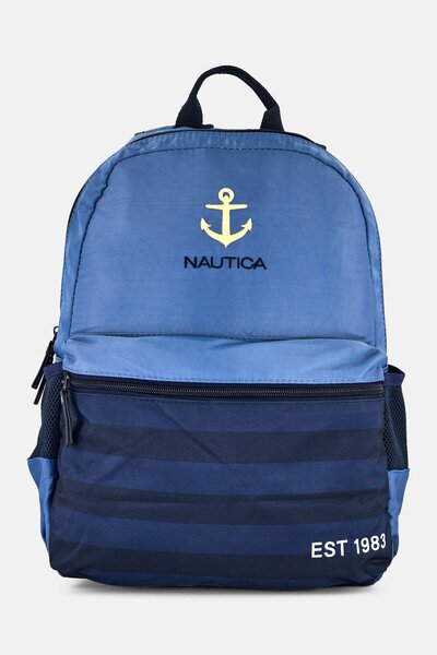 Nautica حقيبة ظهر للأطفال الأولاد بشعار مطرز، لون أزرق غباري