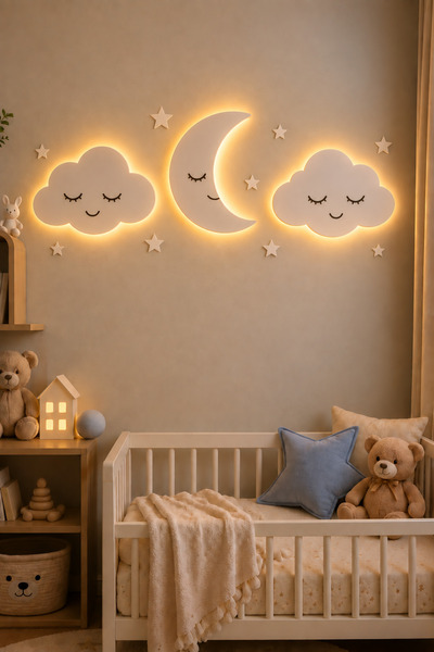 Moonly Concept Ay Bulut Gece Lambası | Çocuk Odası ve Bebek Odası Dekorasyonu...