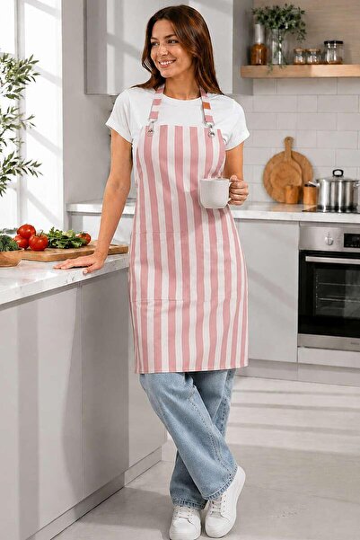 ROYAM Striped Kitchen Apron Water Repellent Stain Resistant Fabric Colorfast ...