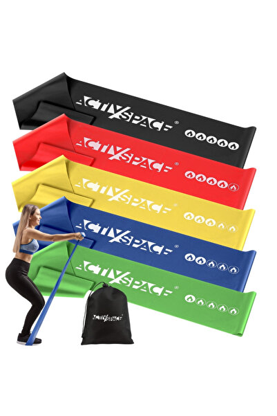 ACTIV SPACE Set de 5 benzi elastice pentru exerciții și reabilitare, 2m