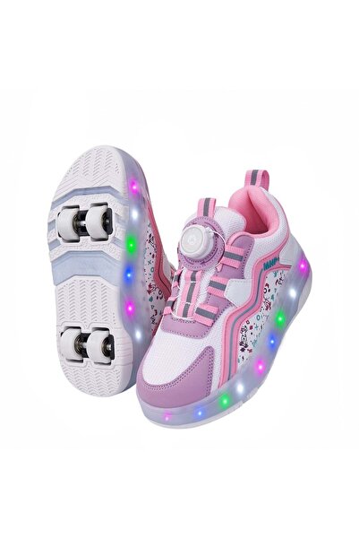 helinaria Işıklı Patenli Çocuk Ayakkabısı 4 Tekerlekli LED Sneaker Kız Erkek ...