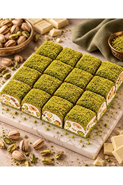 sweetora Toz Antep Fıstıklı Beyaz Çikolatalı Fıstıklı Baklava Lokum 500G
