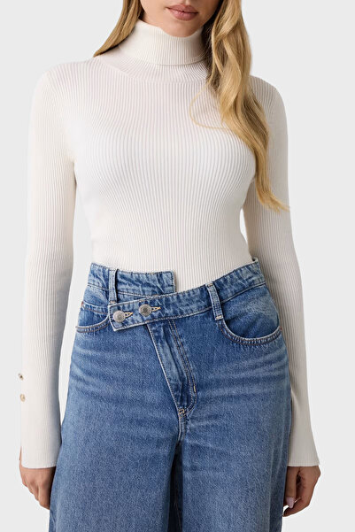 Guess Ls Tn Ellie Slim Fit Turtleneck Ribbed Sweater W6Br29Z1417 Women's Swea...