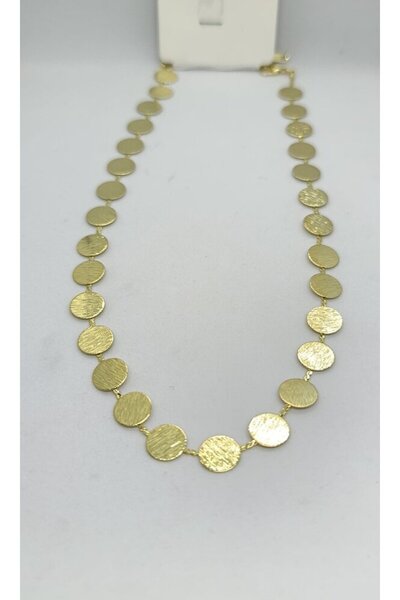 ndjewelry Aurelia Textured Plate Gold Necklace (42+5 cm)