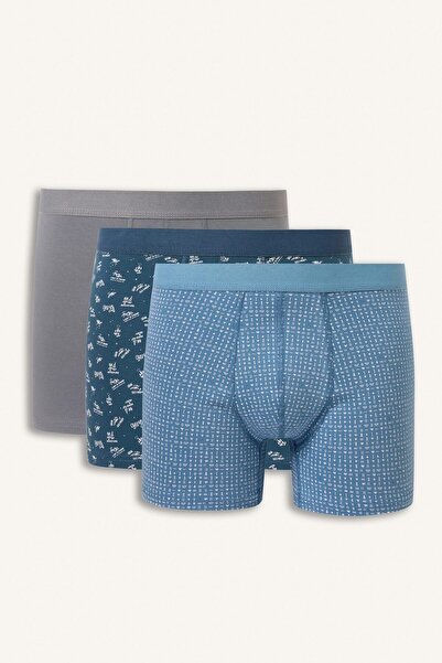 DeFacto Regular Fit Patterned 3-Piece Boxer with Elastic Waistband I3347Ax26Au