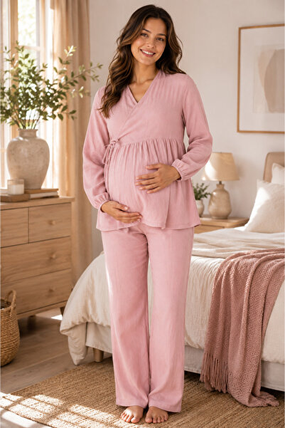 by İGP Soft Muslin Fabric Breastfeeding Friendly Maternity Adjustable Waist P...
