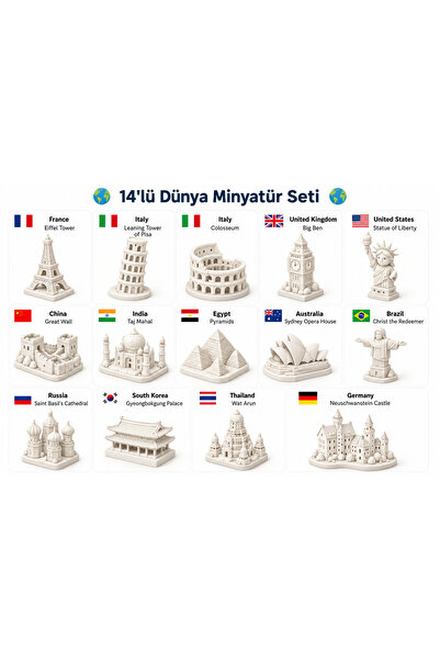 Pernator Dünya Yapıları Koleksiyonu minyatür 14lü set