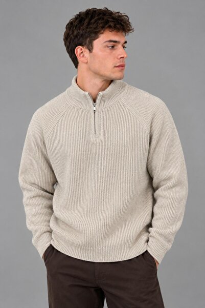 Stilkombin Half Zipper High Collar Knitted Sweater Dp 16653_10064