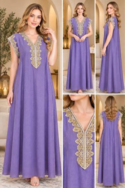 liyan fashion جلابية نسائية باللون البنفسجي الفاتح