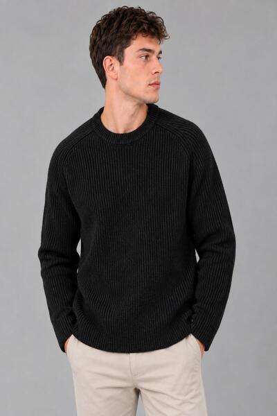 Stilkombin Zero Collar Striped Thick Knitted Sweater Dp 16649_10067