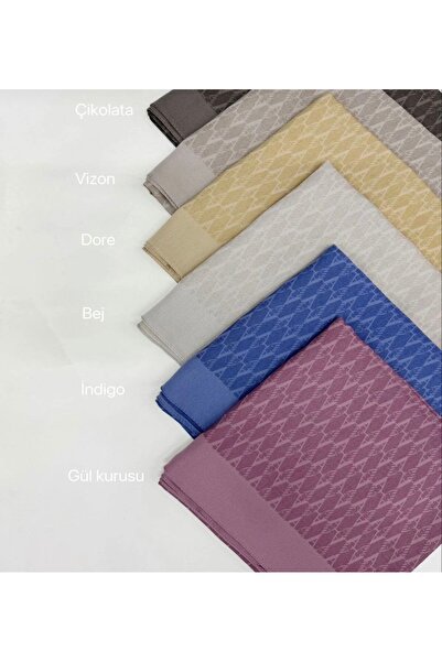 ARMANDA Cotton monogram eşarp gül kurusu