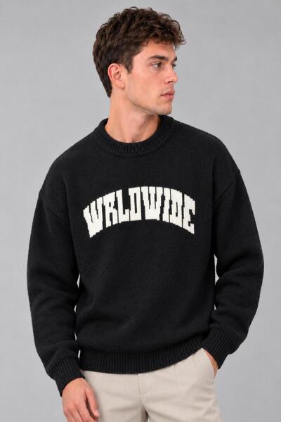 Stilkombin Printed Oversize Knitted Winter Sweater Dp 16596_10072