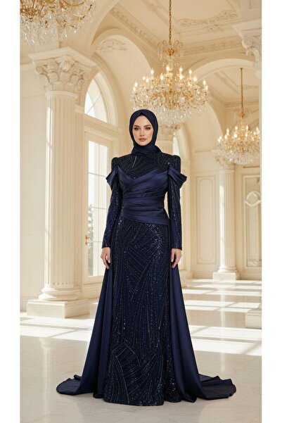 perfectmegastore Pınar Şems Pelerin Detaylı Abiye Elbise- Handan