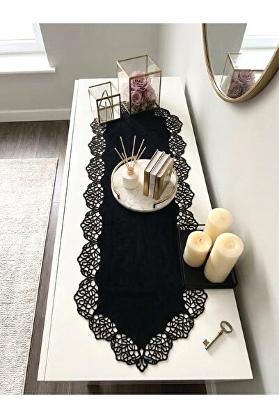 Ergüven Home Μαύρο υφασμάτινο ράνερ από σουέντ 40x120 εκ. Μέγεθος κονσόλας - ...
