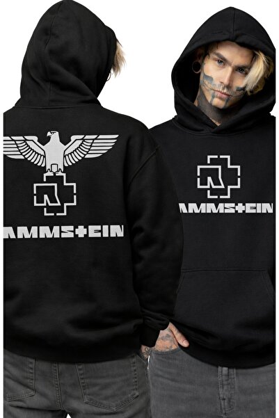 Fuddy Moda Unisex φούτερ με κουκούλα και στάμπα στην πλάτη Rammstein, Oversiz...