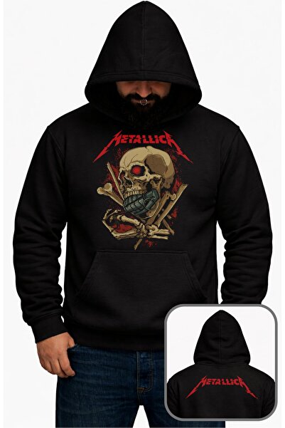 Fuddy Moda Hanorac unisex cu glugă, cu imprimeu Metallica Skull Bomb, hanorac...