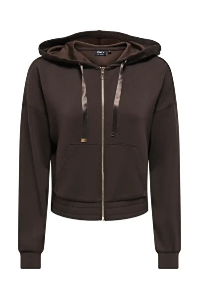 ONLY Women's Onlmyra Hooded Zippered Sweatshirt 15380272 Brown