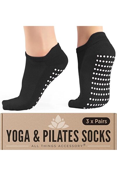 ALLERGON 3 x Pairs Non Slip Yoga Pilates Socks Martial Arts Fitness Dance Bar...
