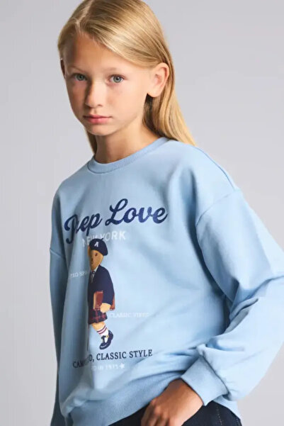 DeFacto Relaxed Fit Crew Neck Teddy Bear Printed Sweatshirt for Girls I5915A8...