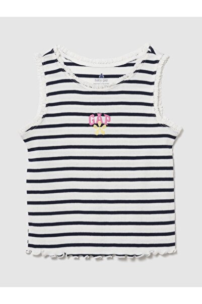 GAP Kız Bebek Lacivert Mix & Match Grafik Logo Fitilli Kolsuz T-Shirt