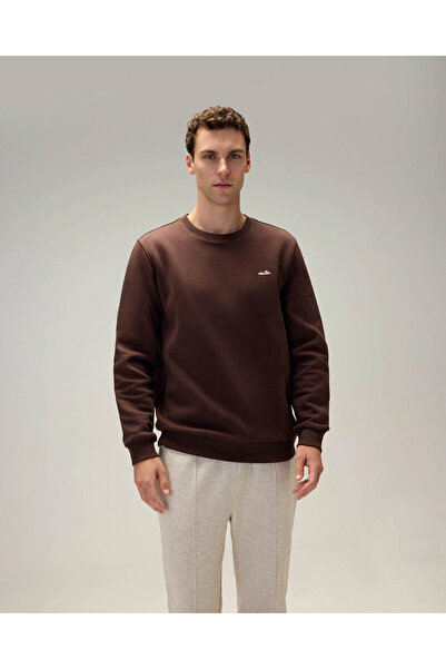 Ellesse Βαμβακερό καφέ ανδρικό φούτερ 6WM3003