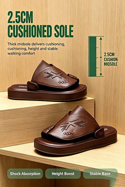 Alnoor Global Store Premium Stitched Leather Mules for Seaside & Vacation Wear