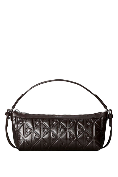 Calvin Klein Kahverengi Kadın Çapraz Çanta EMBLEM AOP DEBOSSED ELONGATED