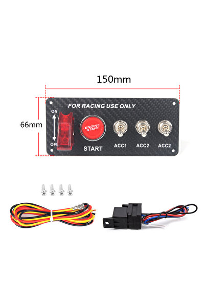 Choice 5 in 1 True Carbon Fiber 12V Racing Car Ignition Switch Panel Engine S...