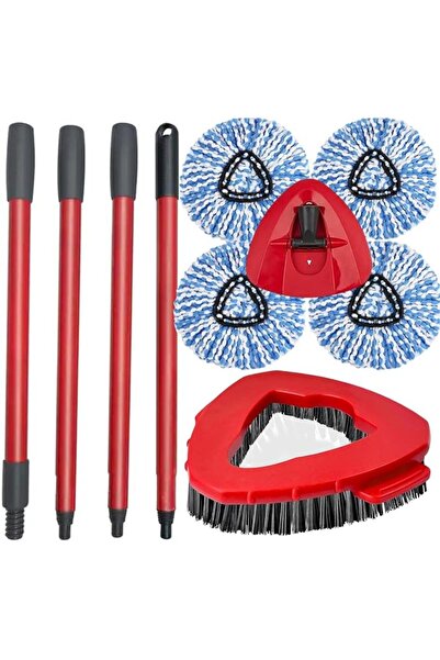 Zalcoon 4 Spin Mop Heads Replacement, Handle Base & Scrub Brush Compatible wi...