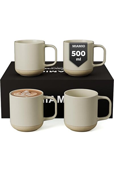 MIAMIO – Coffee Mugs Set of 4 / Ceramic Cups for Coffee (500 ml), Cappuccino,...