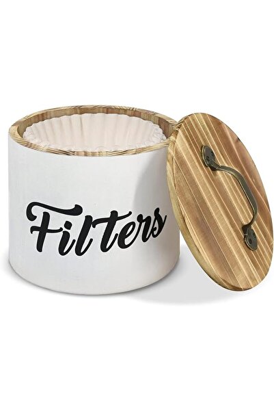 DURKU Wooden Coffee Filter Holder with Lid, Rustic Farmhouse Coffee Bar Acces...