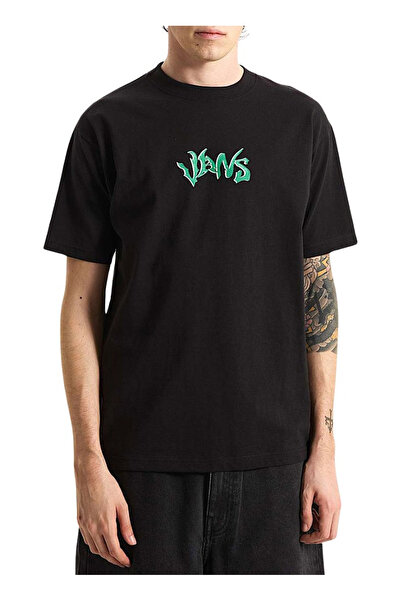 Vans VN000SY0BLK1 تي شيرت رجالي من Wild Circle SS باللون الأسود برقبة دائرية ...