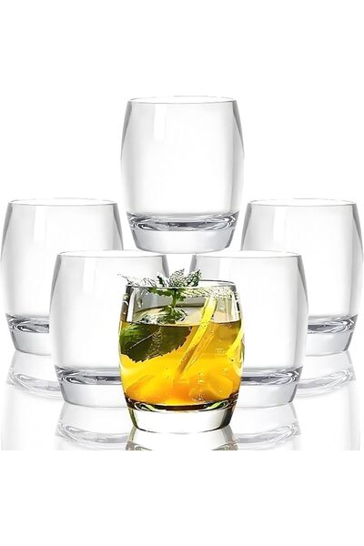 kmilro 8 Oz Set of 6 Plastic Drinking Glasses Dishwasher Safe BPA Free Unbrea...