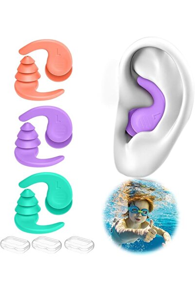 GENERAL Earplugs for Children 6-14; 3 Pairs of Waterproof Reusable Silicone E...