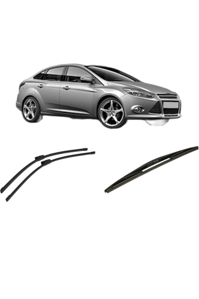 Bosch Σετ 3 υαλοκαθαριστήρων FORD FOCUS III Saloon 2010-2020, για μπροστινό κ...