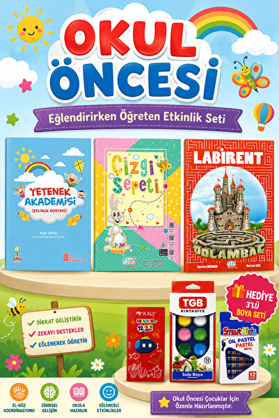 Ata Yayıncılık Okul Öncesi Etkinlik Seti ( Yetenek Akademisi- Çizgi Sepeti-Do...