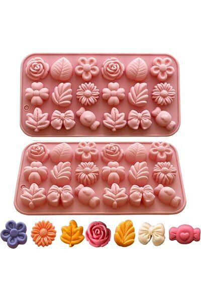 GENERAL 2Pcs Flower Candy Molds Silicone, Daisy Flower Chocolate Molds Tulip,...