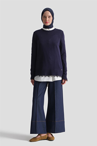 Armine Lace Knitwear Sweater Navy Blue