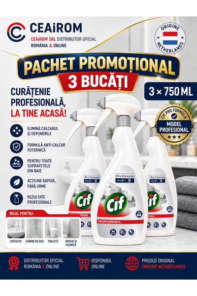 PRO FORMULA Cif Professional για το Μπάνιο – Προωθητικό πακέτο 3 × 750 ml