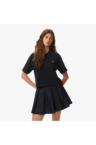 Converse Kadın Siyah Polo Yaka T-Shirt