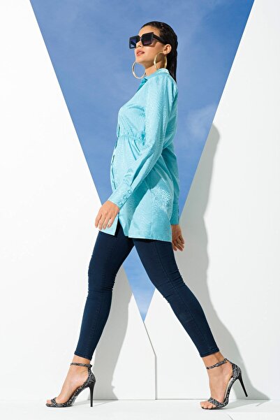 tuo picco Satin Jacquard Padding Green Shirt