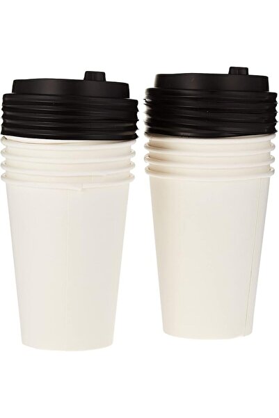 Soft N Cool Hotpack White Paper Cups with Black Lids, 12 ounce | Disposable H...