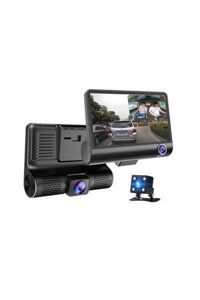 ARMÜZ Dash Cam Night Vision 3 Cameras 4 Inch 1080P Road Recording Camera Reve...