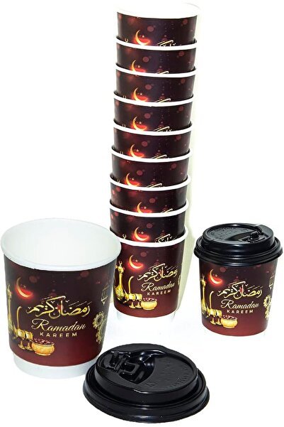 GENERAL Ramadan Decorative Disposable Heavy Duty Paper Cup 12 ounce, 10 Piece...