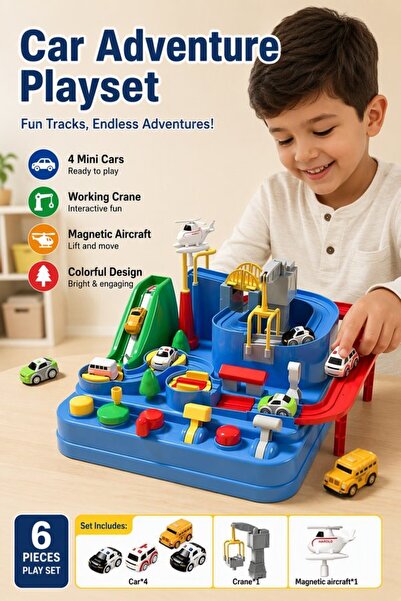 Generic Inertial Race Track Toy 4 Mini Cars Abs Plastic Educational Multi Lev...