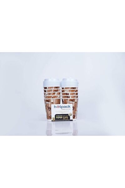 Hotpack كوب مزدوج الجدار سعة 12 أونصة مع غطاء، 10 قطع