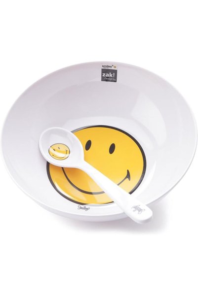 Zak! Designs Smiley decorated line breakfasr set White