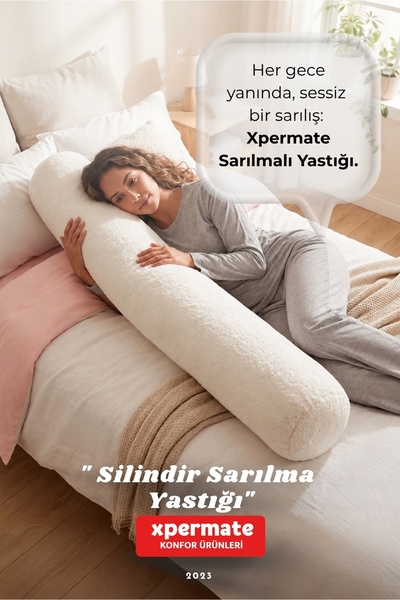 XPERMATE Welsoft Uzun Sarılma Yastığı Bacak Diz Arası Yan Yatış Destek Yastığ...