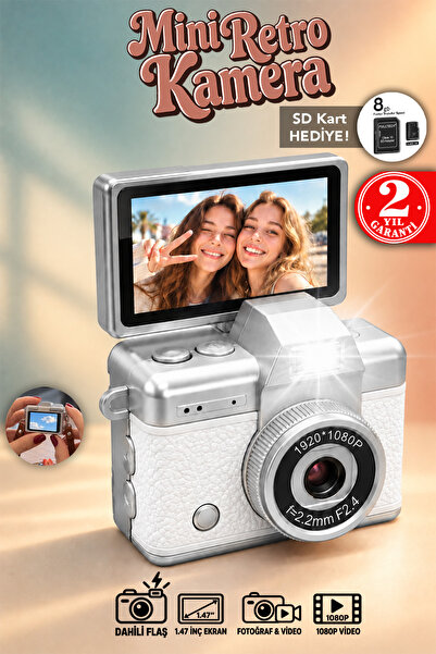 mimtec Mini Retro Dijital Kamera - Flaşlı Katlanabilir Ekran 1080P HD Video S...